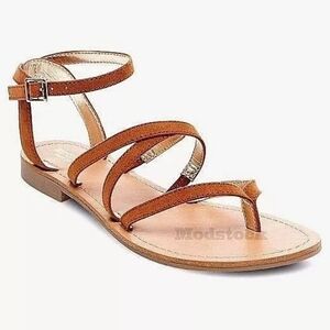 Womens Mossimo Supply Cognac Gladiator Strap Brown Sandals Sz 7.5 EUC